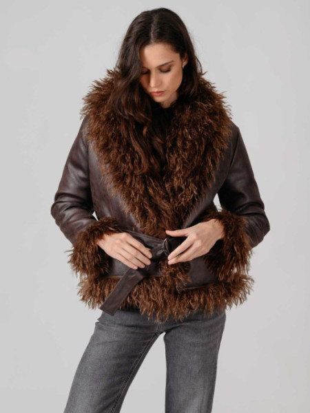 ABRIGO_ZOYA_MARRON_SHEARLING_SHORT_COAT_MARRON ABRIGO_ZOYA_MARRON_SHEARLING_SHORT_COAT_MARRON