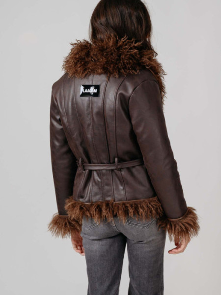 ABRIGO_ZOYA_MARRON_SHEARLING_SHORT_COAT_MARRON ABRIGO_ZOYA_MARRON_SHEARLING_SHORT_COAT_MARRON