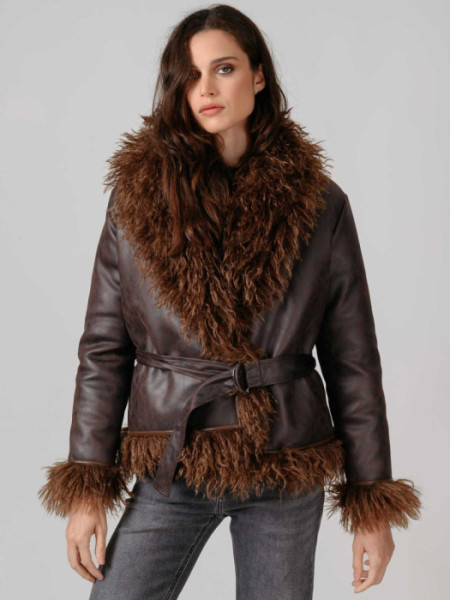 ABRIGO_ZOYA_MARRON_SHEARLING_SHORT_COAT_MARRON ABRIGO_ZOYA_MARRON_SHEARLING_SHORT_COAT_MARRON