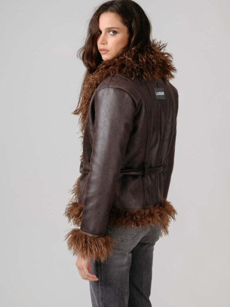 ABRIGO_ZOYA_MARRON_SHEARLING_SHORT_COAT_MARRON ABRIGO_ZOYA_MARRON_SHEARLING_SHORT_COAT_MARRON