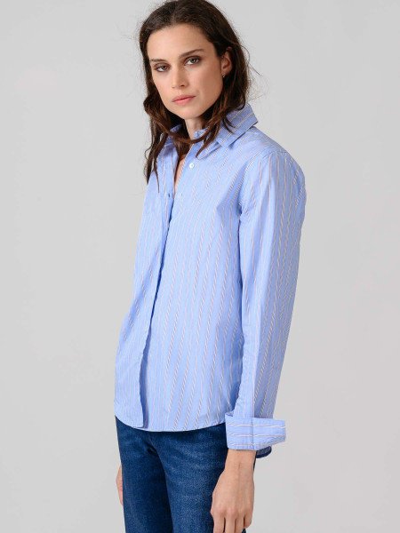 Camisa Lyon Azul Multirayas Blanca Camisa Lyon Azul Multirayas Blanca