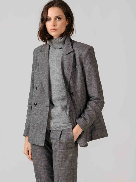 Americana Cuadros Gris Raya Beige