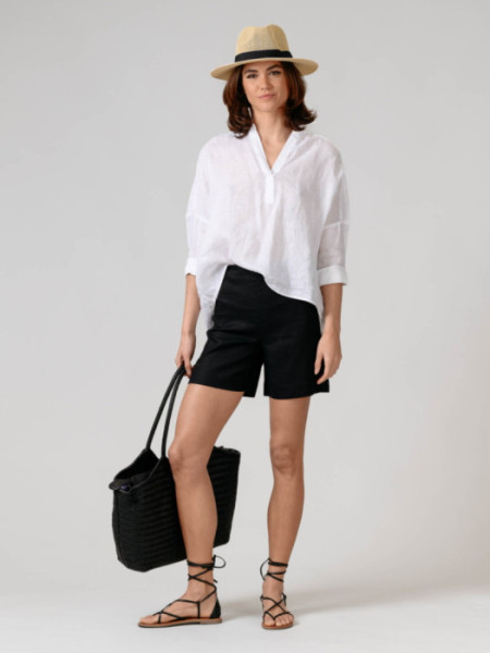 Short Formentera Lino Eur Flax Negro