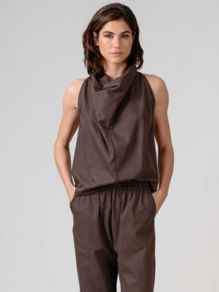 Top Halter Drapeado Burano Marrón