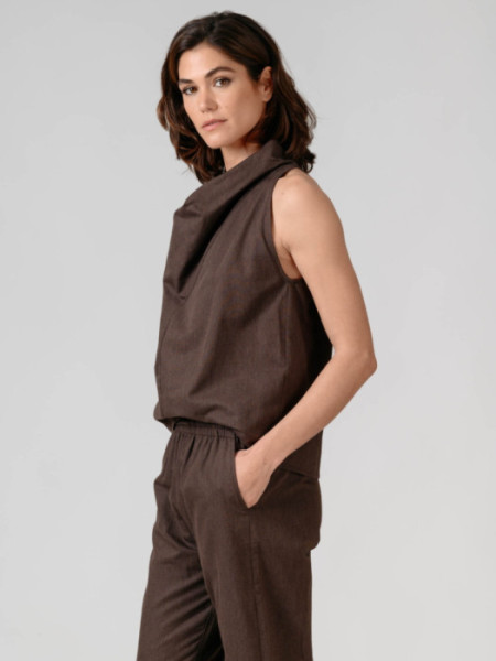 Top Halter Drapeado Burano Marrón