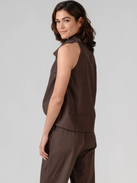 Top Halter Drapeado Burano Marrón