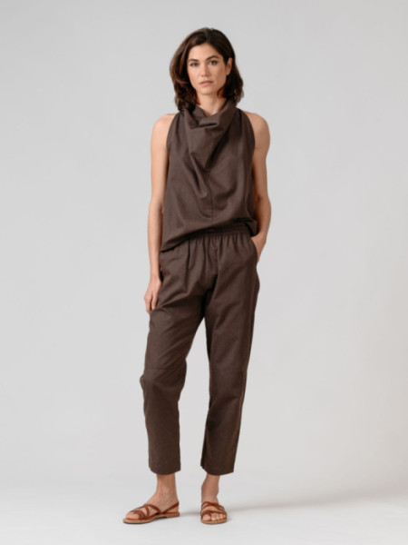 Top Halter Drapeado Burano Marrón