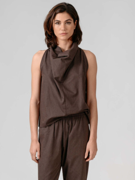 Top Halter Drapeado Burano Marrón