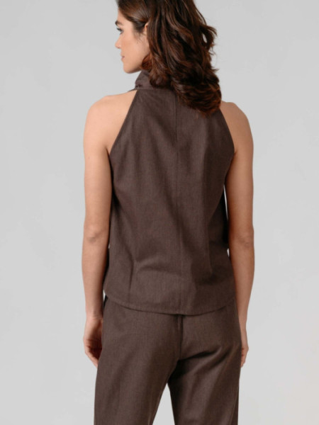 Top Halter Drapeado Burano Marrón