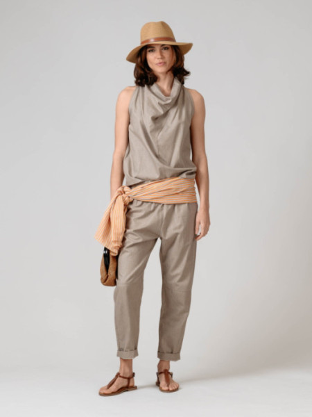 Top Halter Drapeado Burano Beige