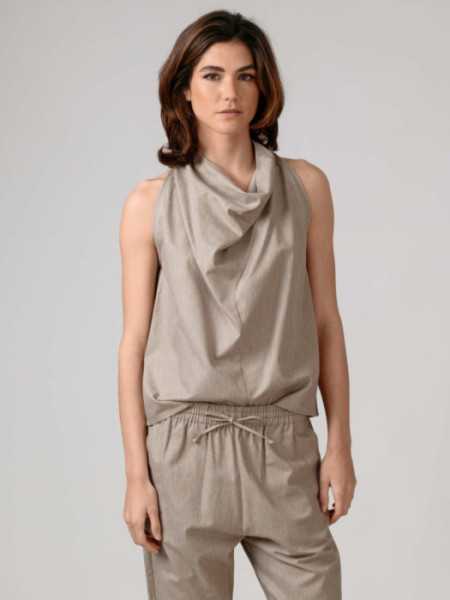 Top Halter Drapeado Burano Beige