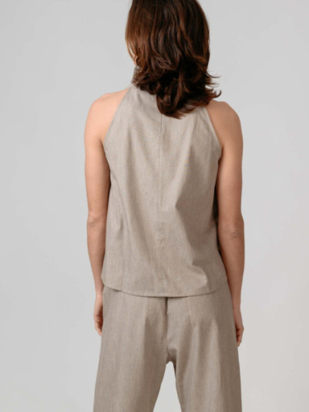 Top Halter Drapeado Burano Beige