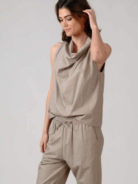 Top Halter Drapeado Burano Beige