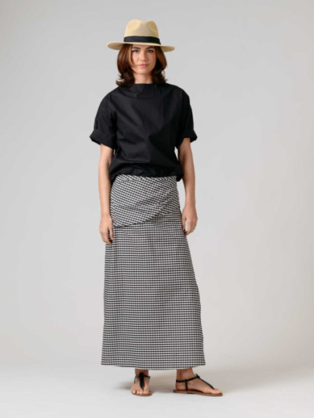 Falda Sifnos Cuadros Vichi Negro