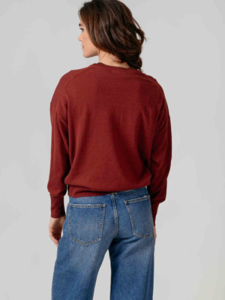 Jersey Cuello Caja Algodón Berenjena