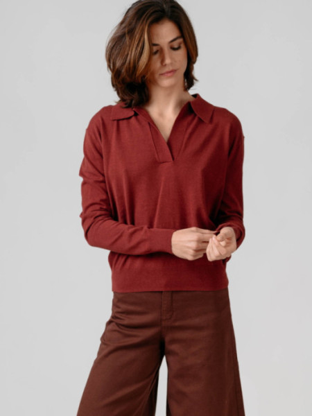 Jersey Tipo Polo Algodón Berenjena