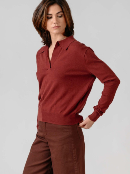 Jersey Tipo Polo Algodón Berenjena