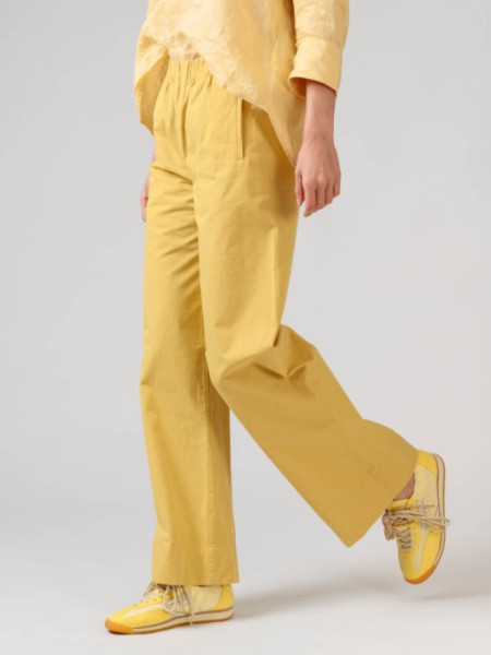 Pantalones Algodón Goma Anchos Amarillo