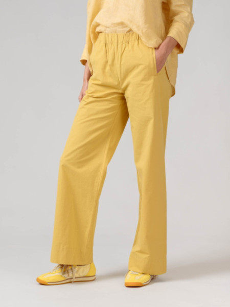 Pantalones Algodón Goma Anchos Amarillo