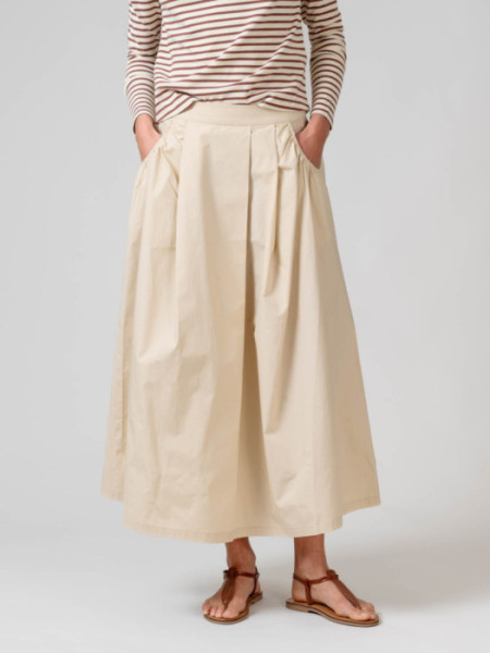 Falda Larga Algodón Goma Cintura Beige