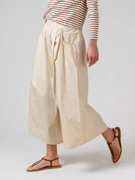 Falda Larga Algodón Goma Cintura Beige