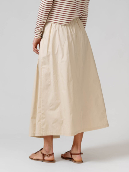 Falda Larga Algodón Goma Cintura Beige