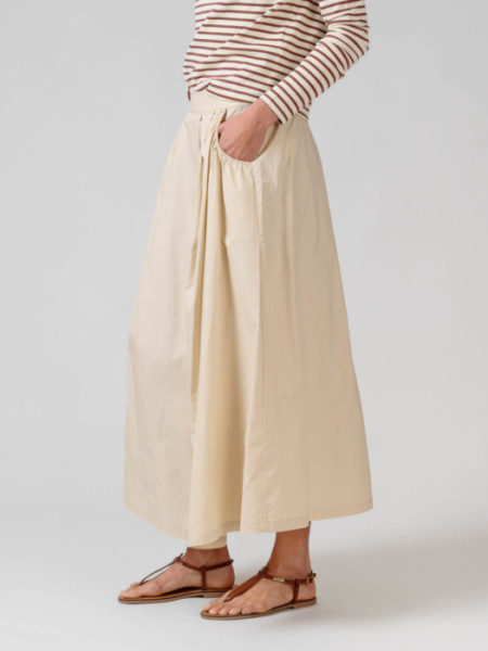 Falda Larga Algodón Goma Cintura Beige