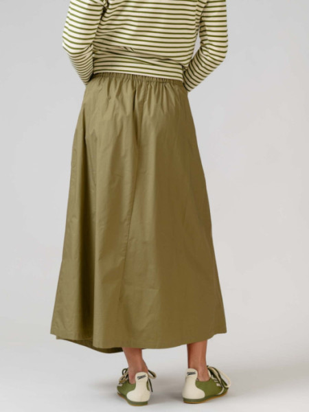 Falda Larga Algodón Goma Cintura Kaki