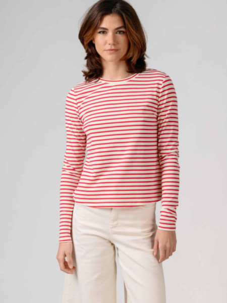 Camiseta Algodón Rayas Rojas