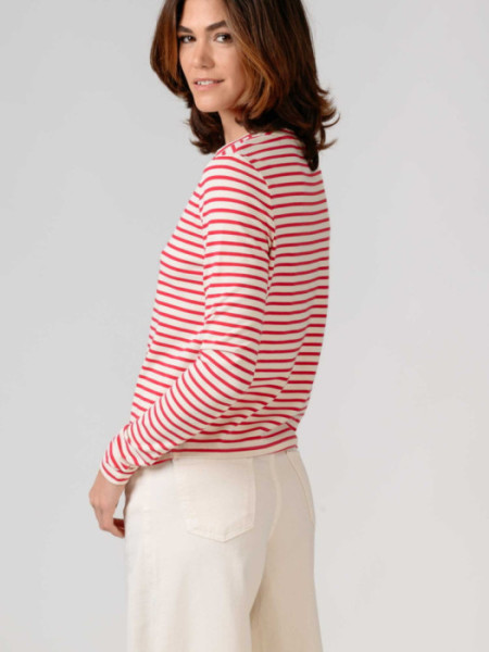 Camiseta Algodón Rayas Rojas