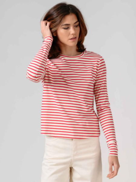 Camiseta Algodón Rayas Rojas