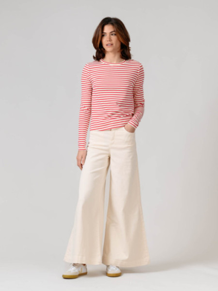 Camiseta Algodón Rayas Rojas