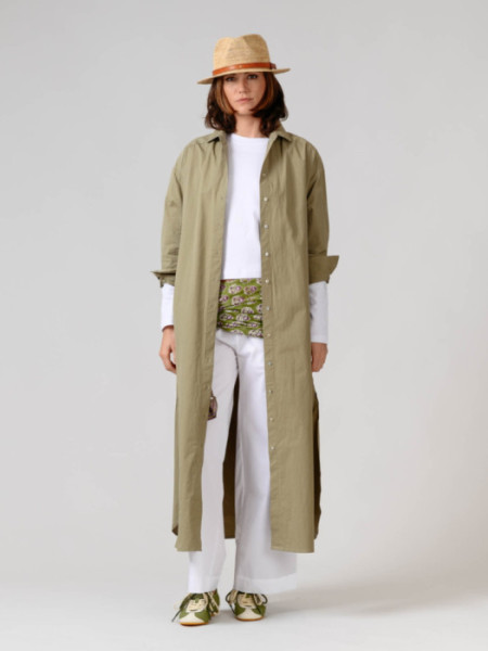 Vestido Camisero Algodón Verde