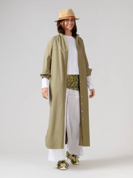 Vestido Camisero Algodón Verde