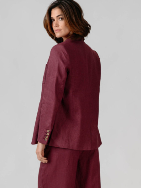 Americana Lino con Botones Berenjena