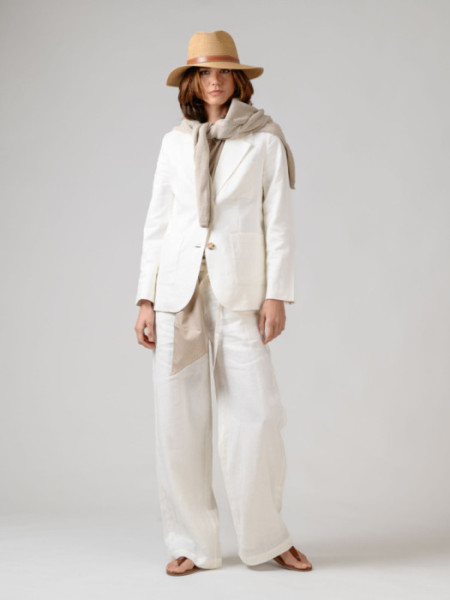 Americana Lino con Botones Off White