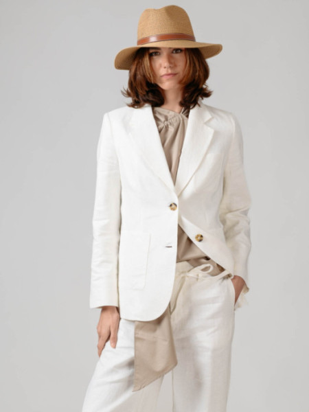 Americana Lino con Botones Off White