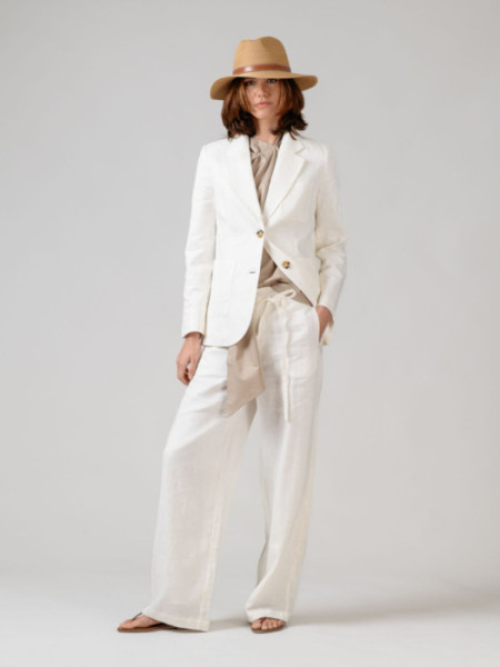 Americana Lino con Botones Off White