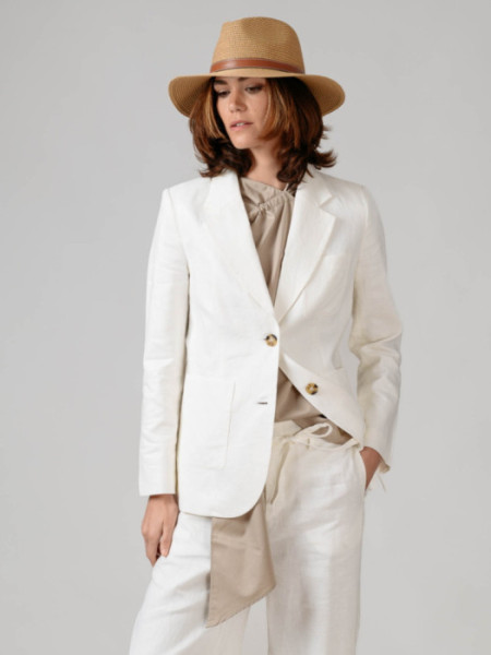 Americana Lino con Botones Off White