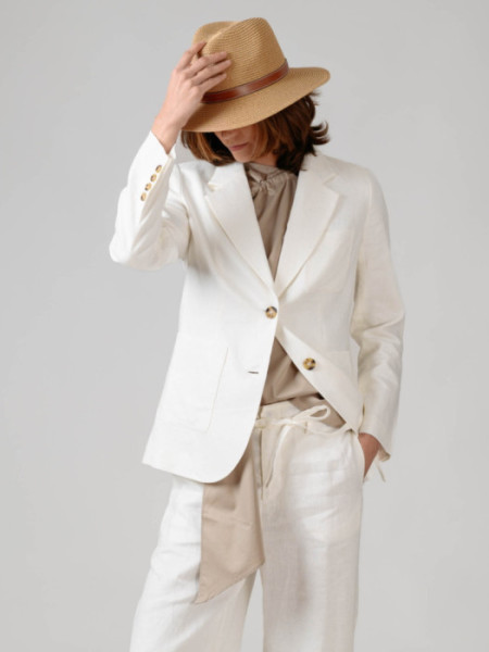 Americana Lino con Botones Off White