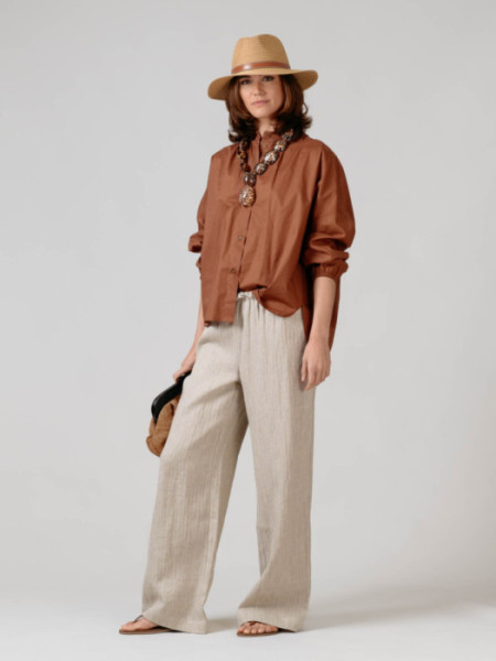 Pantalón Arena Lino y Algodón Ancho