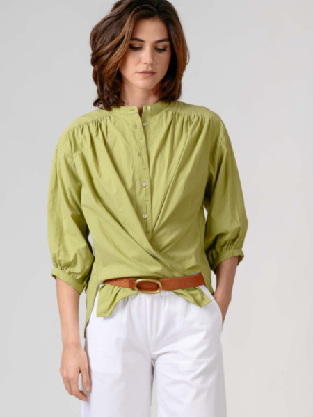 Blusa Algodón Cuello Mao Verde