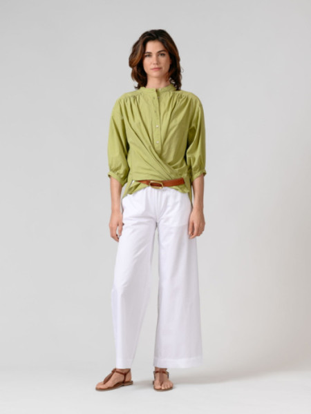 Blusa Algodón Cuello Mao Verde