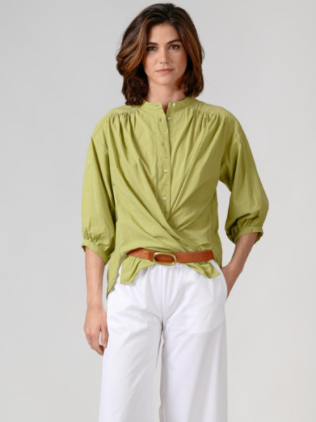 Blusa Algodón Cuello Mao Verde
