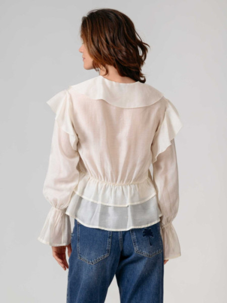 Blusa Cruda Volantes Cuello Pico