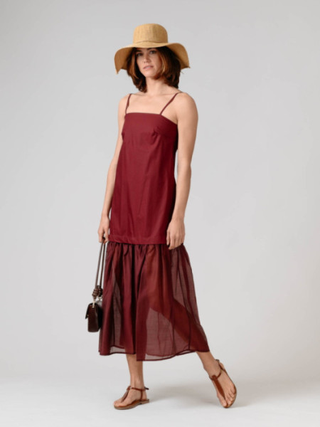 Vestido largo Tirantes Volante Bajo Gran