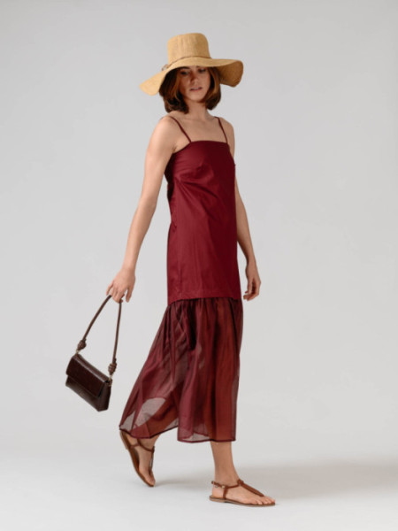 Vestido largo Tirantes Volante Bajo Gran