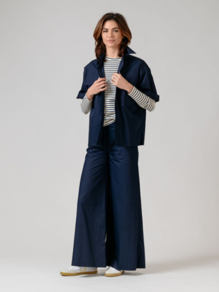 Camisa Algodón Manga Corta Bolsillos Nav