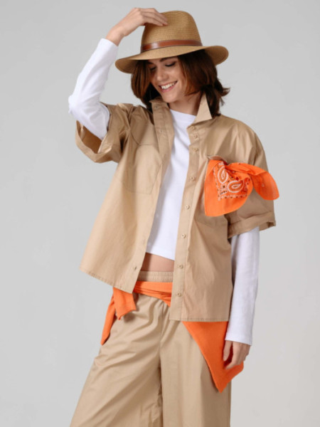 Camisa Algodón Manga Corta Bolsillos Bei