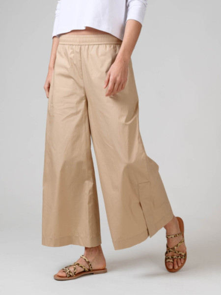 Pantalón Algodón Ancho Goma Beige
